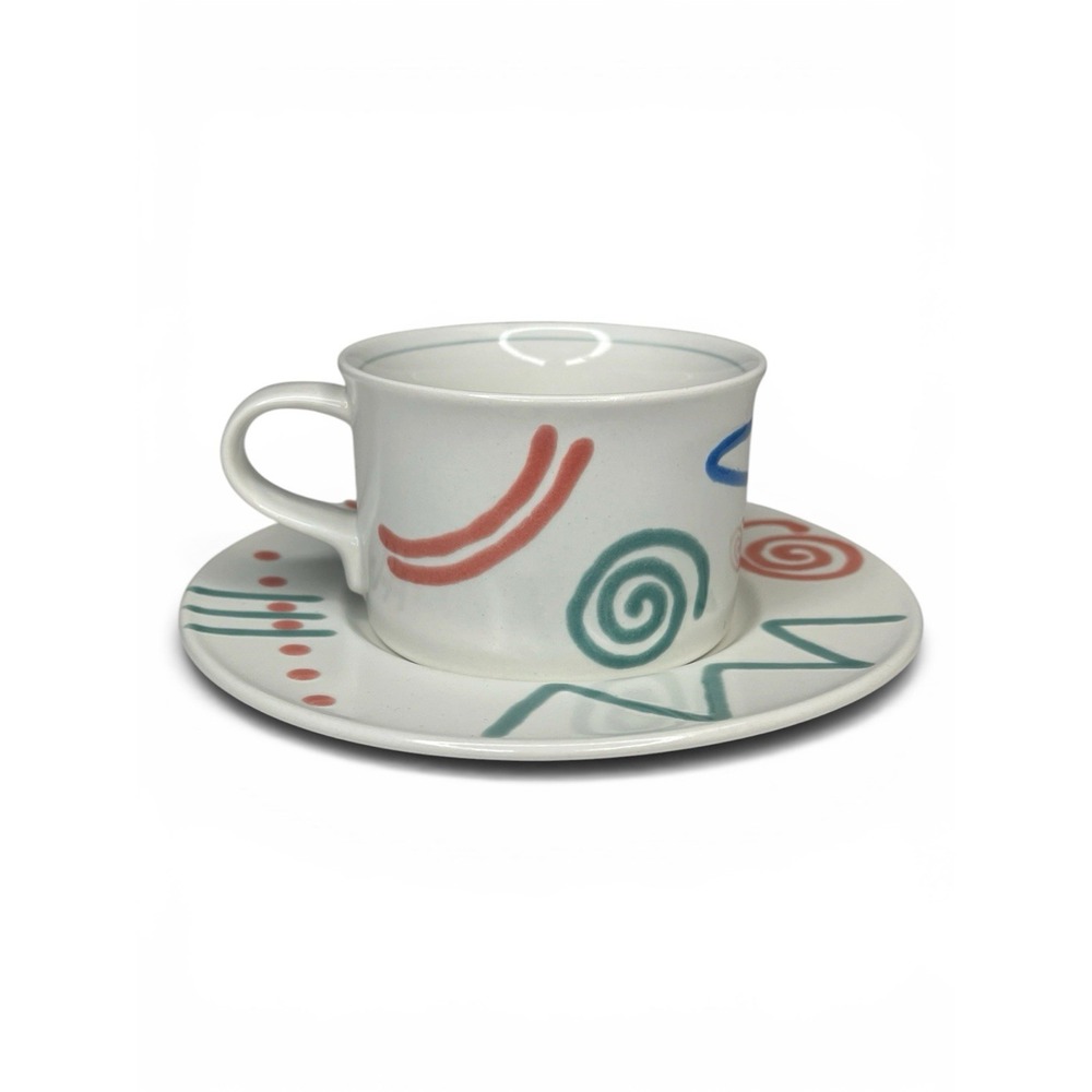Mikasa Studio Craft CAD 94 Acrylics Cup & Saucer Memphis Style Post Modern 90s